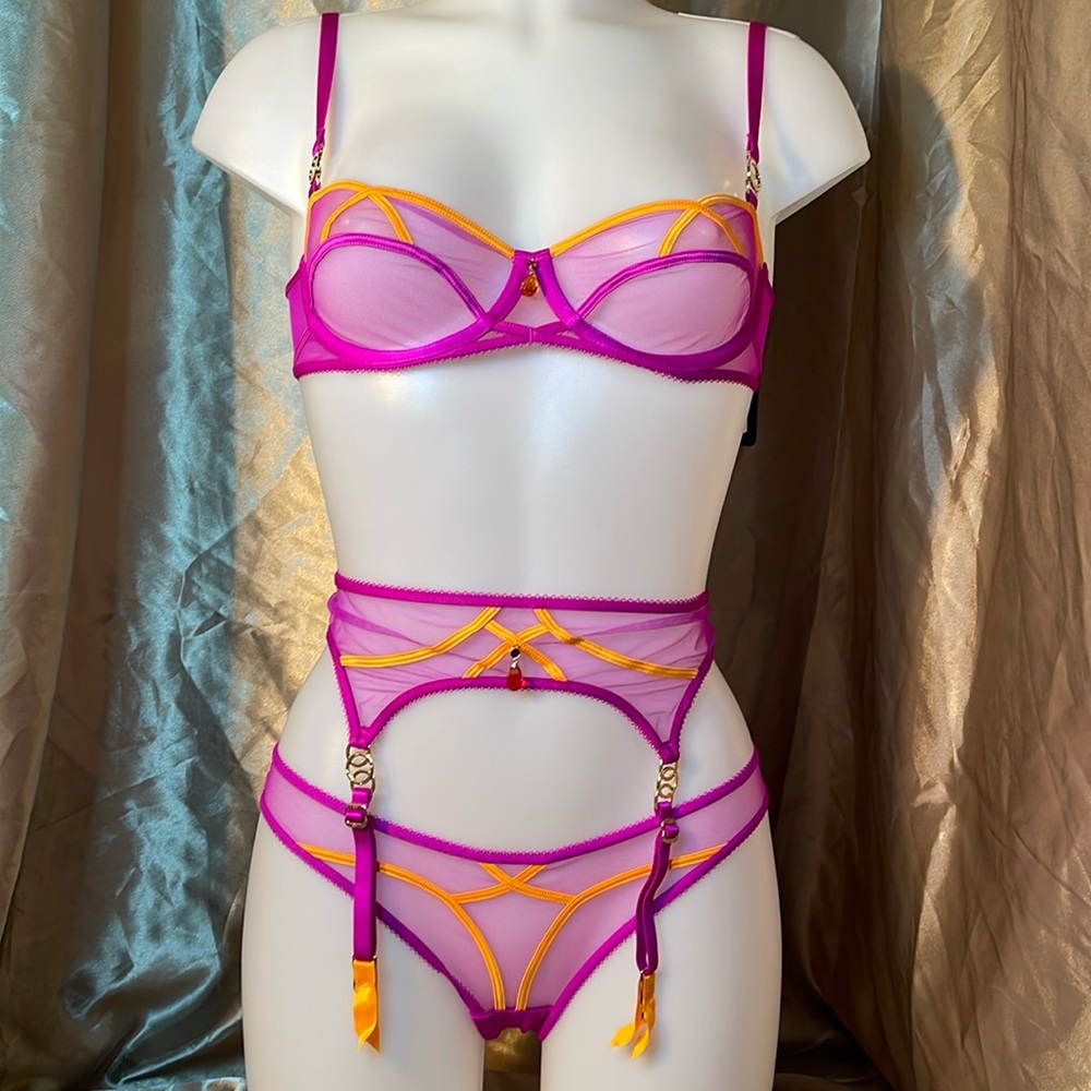 Honey Birdette Saskia Magenta 3 PC Set - Picture 1 of 4